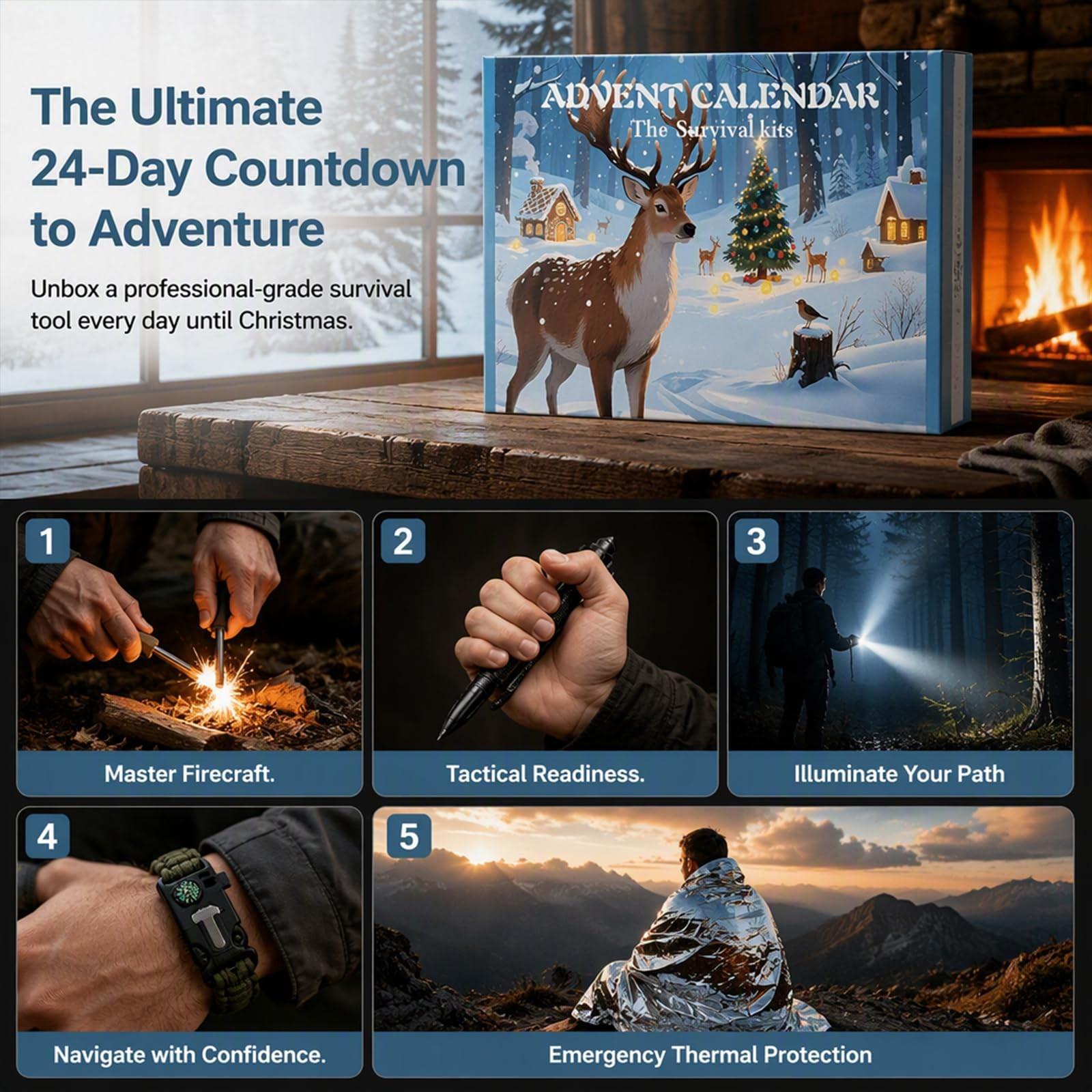 24-Day Survival Tool Christmas - Outdoor Adventure Birthday Party 评论和价格