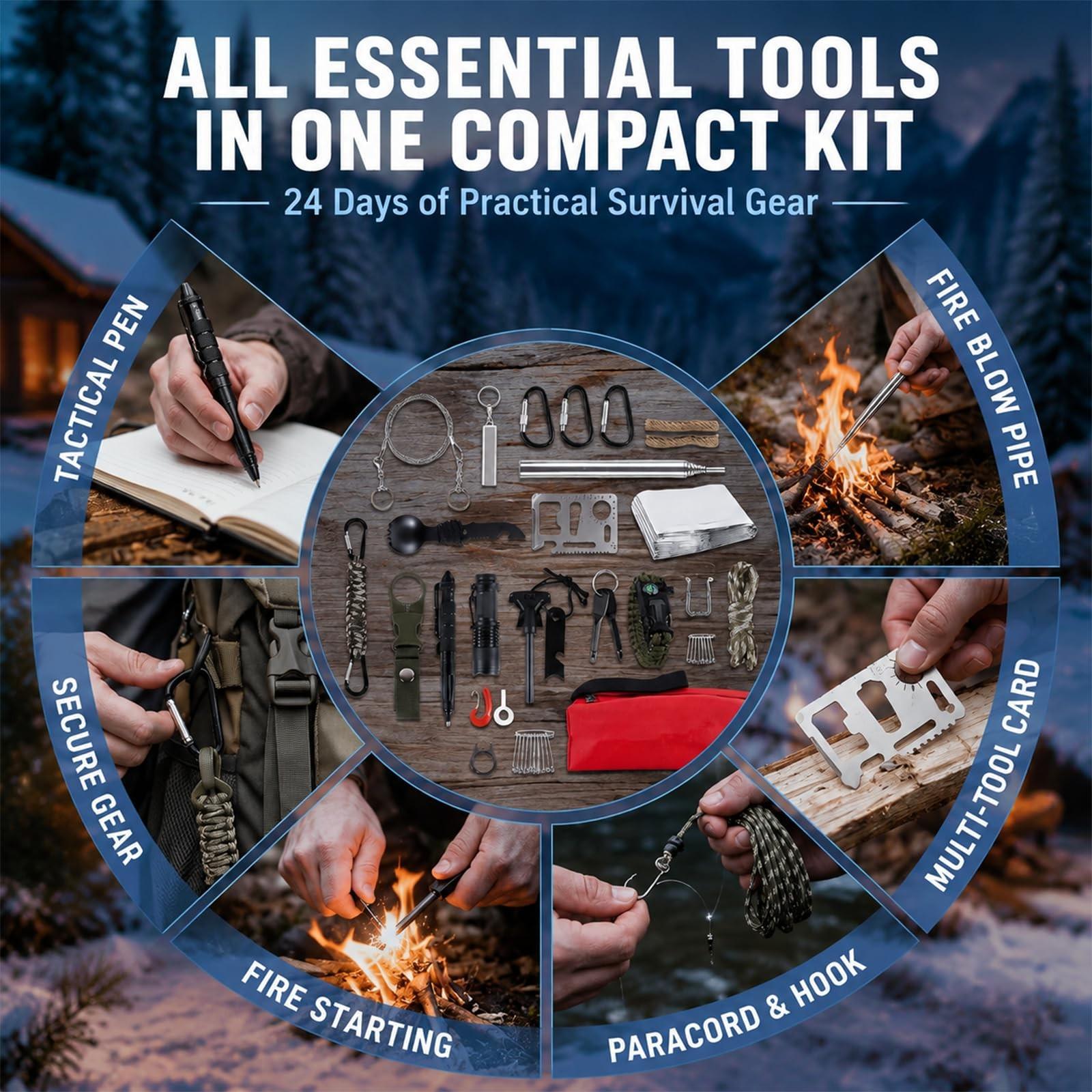 24-Day Survival Tool Christmas - Outdoor Adventure Birthday Party 评论和价格